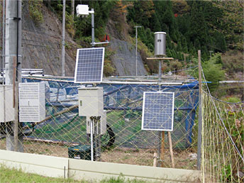 写真：無線（親機）・通信機・雨量計